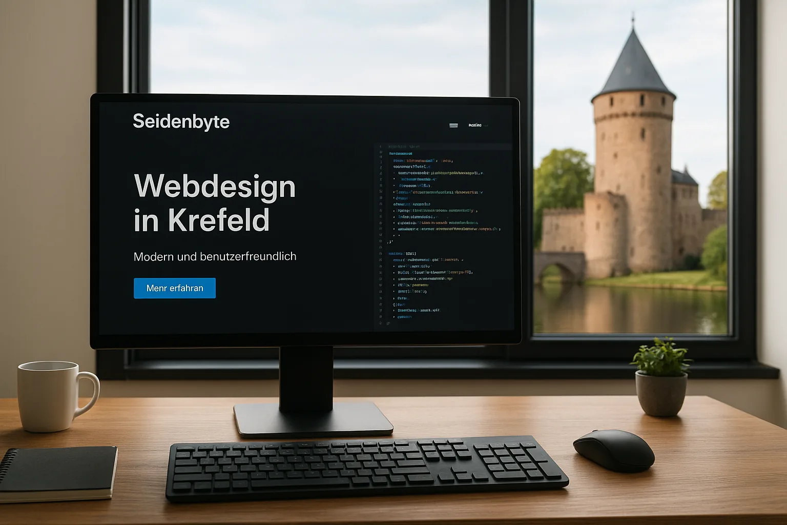 Webdesigner erstellt Website in Krefeld am Computer